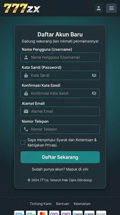 Registrasi Akun Baru 777zx untuk Pengguna Android