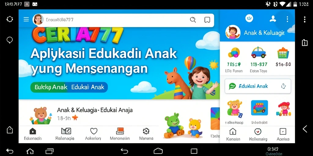Tampilan antarmuka CERIA777 yang ramah anak dan interaktif.