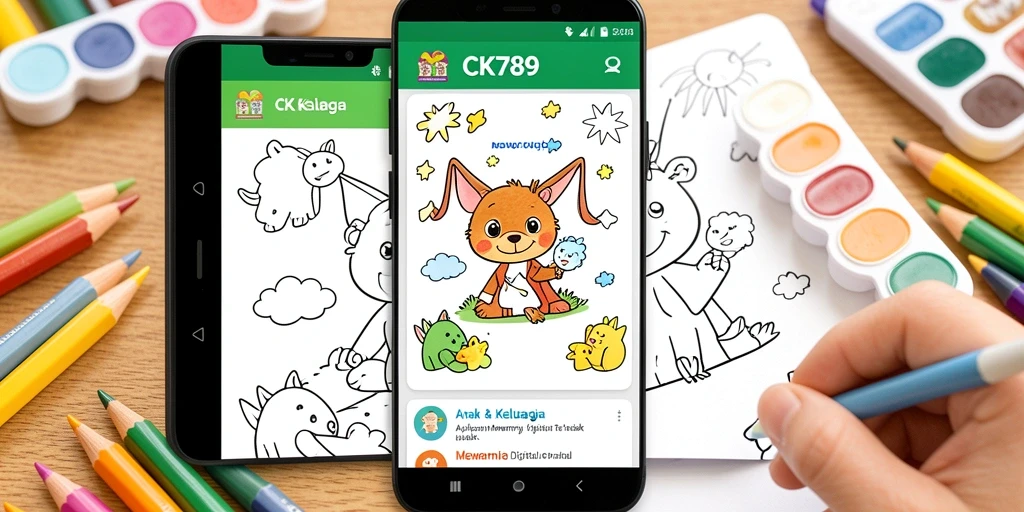 Antarmuka CK789 menampilkan pilihan gambar mewarnai yang menarik.