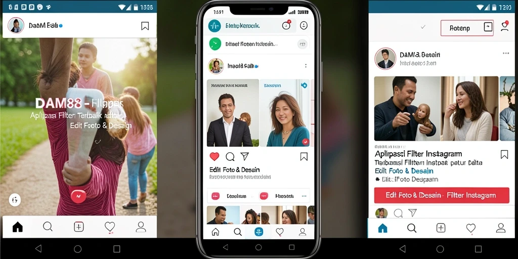 Antarmuka DAM88 menampilkan berbagai pilihan filter Instagram yang menarik.