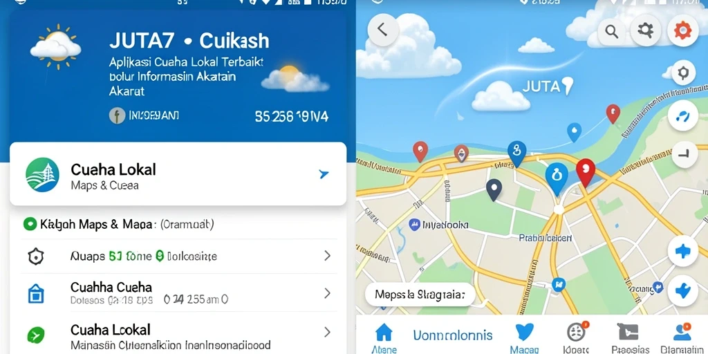 Antarmuka utama JUTA7 yang menampilkan informasi cuaca lokal.