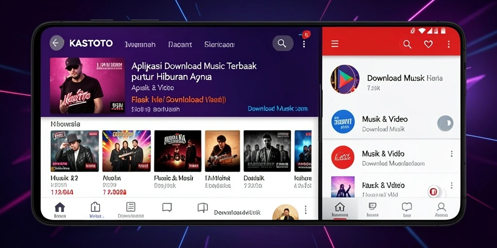Antarmuka KASTOTO dengan fitur Download Musik yang menarik.