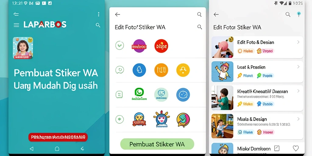 Interface pengguna LAPARBOS dengan berbagai fitur Pembuat Stiker WA.