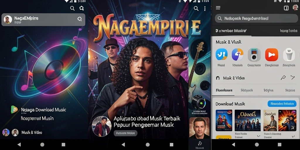 Antarmuka modern NAGAEMPIRE untuk Download Musik.