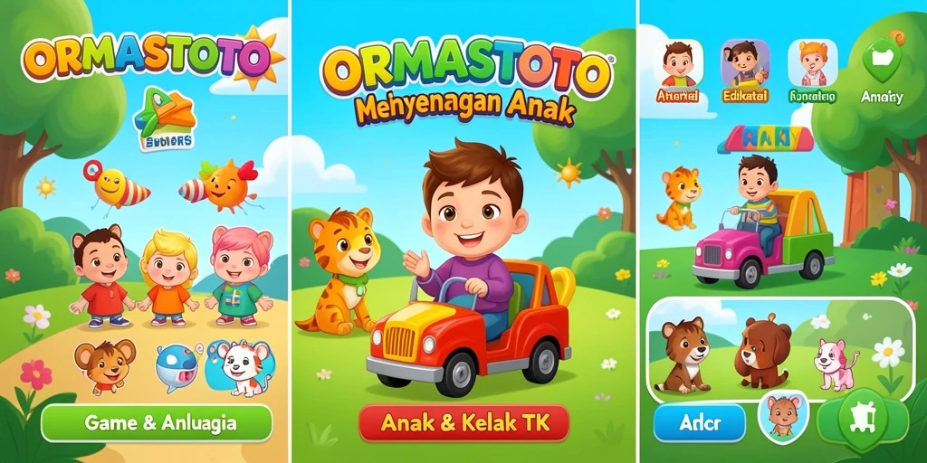 Antarmuka menarik dari permainan edukatif untuk anak-anak.